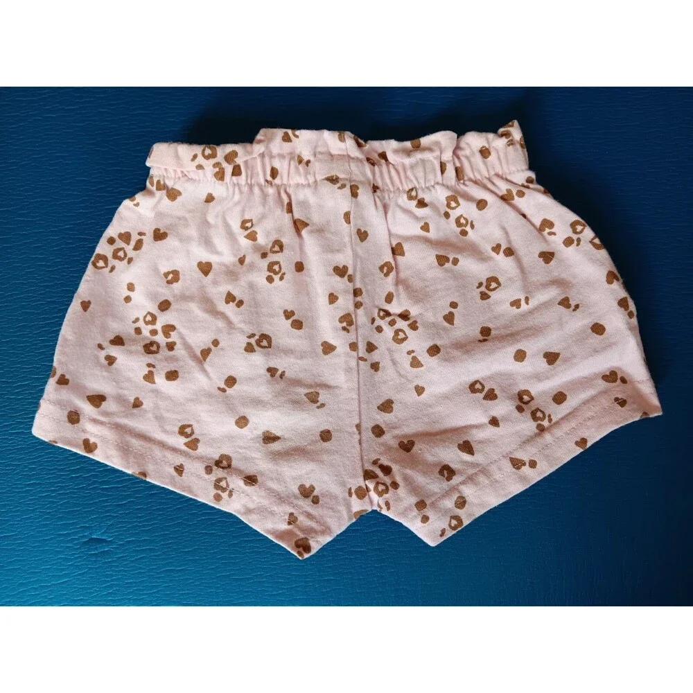shorts Girls Carters 0 to 3 months pink with brown hearts ruffled as waist